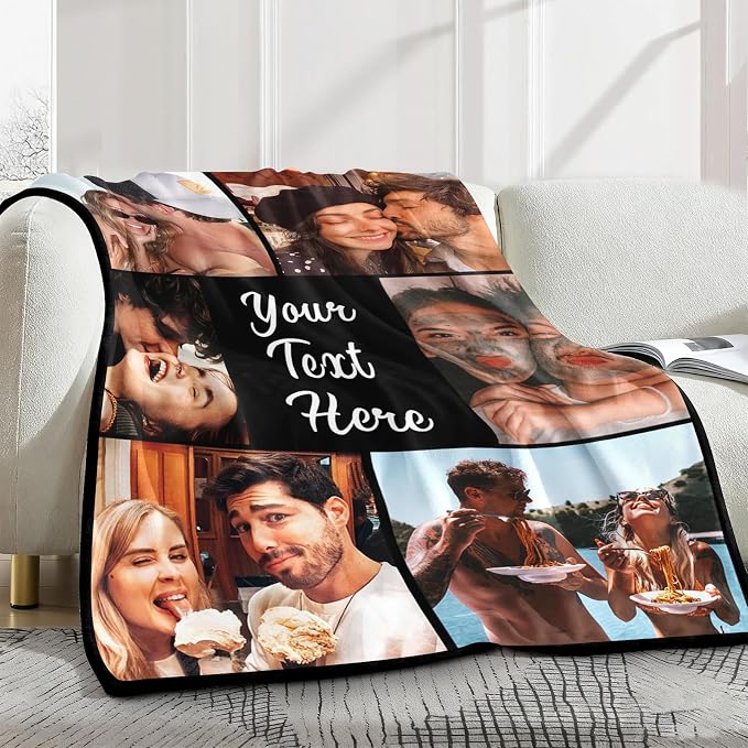 Yofair Ships Next Day, Custom Blanket with Picture Wedding Anniversary Valentines Day Gifts for Him Her Personalized Photo Blankets I Love You Couple Gift for Women Boyfriend Girlfriend Wife Husband