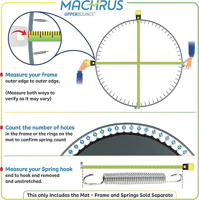 Machrus Upper Bounce Trampoline Replacement Mat, Ultra Durable PP with High Elasticity, Water Resistant