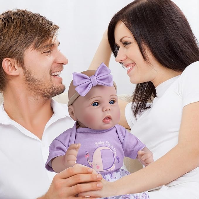 Milidool Lifelike Reborn Baby Dolls Girl - Realistic 18-Inch Newborn Baby Doll, Nice Gift for Kids Age 3+, Parents-to-be, Grandparents,Purple Clothes