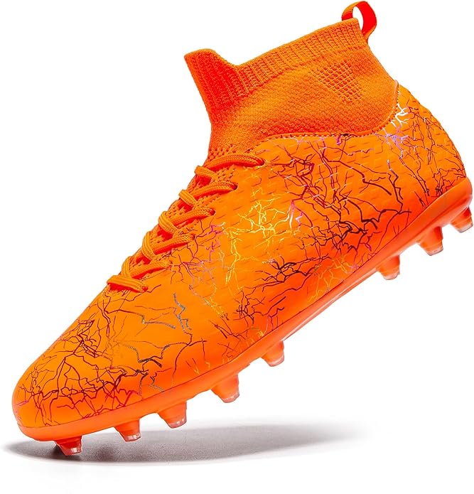 Boys Girls Soccer Cleats High-top Training Football Cleats Kids Ankle-high Soccer Shoes Lightweight Outdoor Futsal