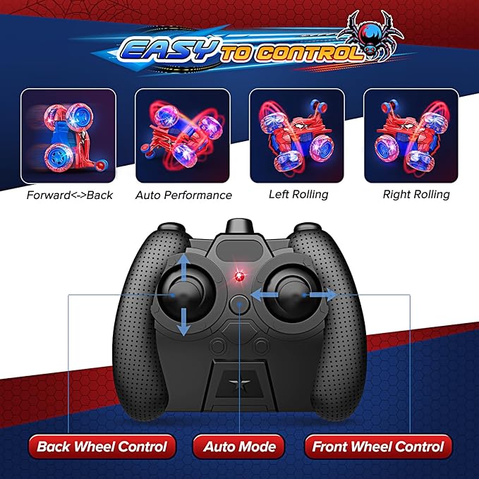 Remote Control Car RC Cars Toys for Boys Ages 4-12,Cool Rechargeable Stunt RC Car with 360 Flips 4WD Wheel Lights,Fun Outdoor Toys for Kids Birthday Gifts Chritmas 4 5 6 7 8 9 10 11 12 Year Old