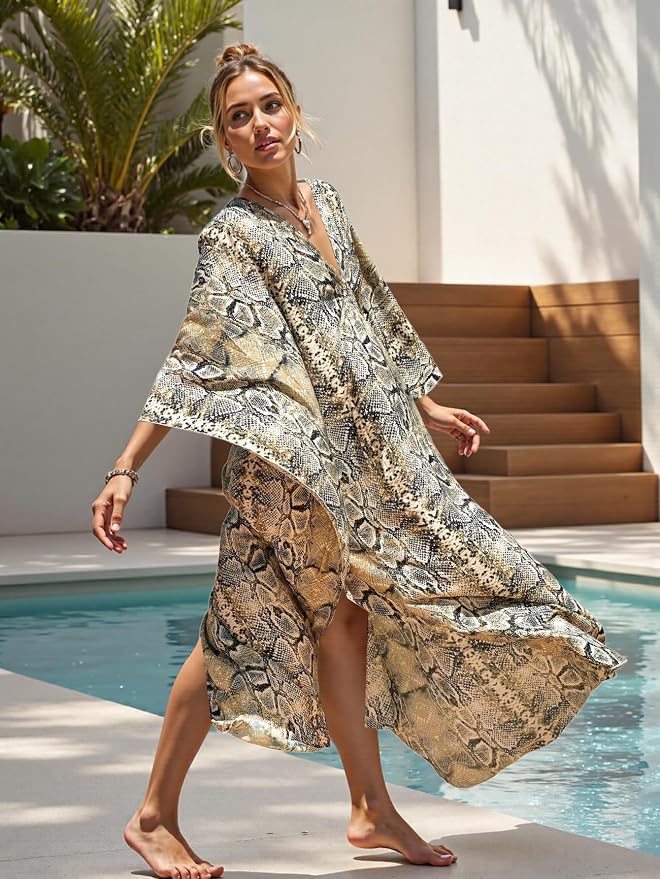 Mumu Dresses for Women Plus Size, Bohemian Kaftan Beach Cover Up Long Maxi Nightgown Soft Loungewear