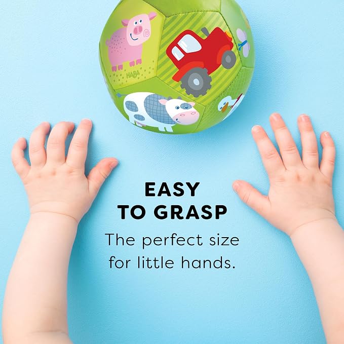 HABA Soft Baby Ball Tummy Time & Sensory Play - 4.5" Infant Play Ball Ideal for Crawling, for Babies 6 Months & Up