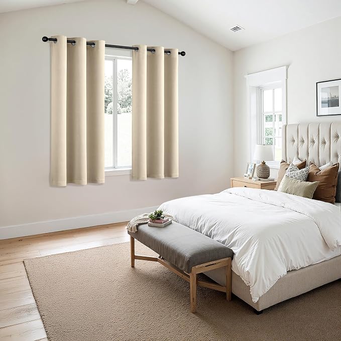 MIULEE Blackout Curtains for Bedroom 2 Panels 34 x 45 Inch Long Cream Beige | Thermal Insulated, Living Room Darkening Grommet Drapes, Noise Reducing, Light Blocking Window Treatments