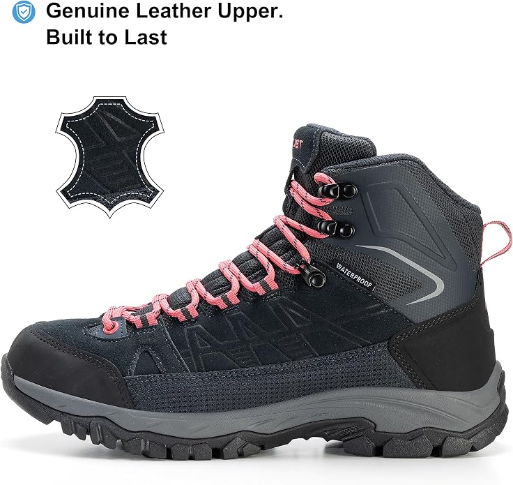 Women's Waterproof Hiking Boots Lightweight Comfortable Non-Slip Outdoor Walking Trekking Trails Boot
