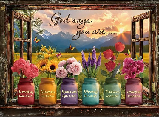 Puzzles for Adults 500 Pieces, Christian Bible Jigsaw Puzzles - Wishful Window, Impossible Christian Bible Puzzle for Seniors Families, 20.47x14.96 Inches, 1:1 Poster, Letter On The Back