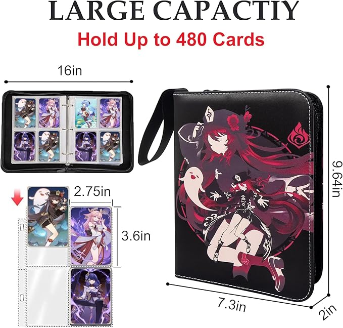 Card Binder for Cards,4 Pocket with 50 Sleeves up to 400 Cards,Waterproof Card Storage Bag with Removable Sleeves for Games and TCG Cards