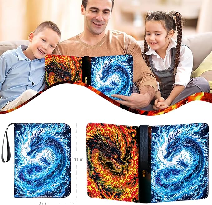 440 Card Binder 4 Pocket Trading Card Binder with 55 Page 3-Ring Removable Sleeves, High Storage Waterproof Card Holder Collection Card Album Carrying Organizer Case for MTG TCG Cards
