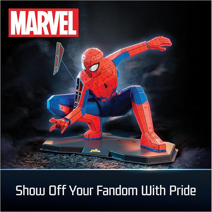 4D Build, Marvel Spider Man 3D Puzzle Model Kit Full-Body Pose, Marvel Collectibles & Desk Décor, Adult Puzzles, Building Toys, 195 Pieces, 3D Puzzles, Gift Ideas for Ages 12 & Up