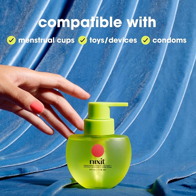 nixit Water-Based Lubricant | Long-Lasting, Natural & Organic | Free from Glycerin & Parabens | Unscented | Vegan | pH Friendly Vaginal Moisturizer | Menstrual Cup Lube | Made in USA (4 fl oz)
