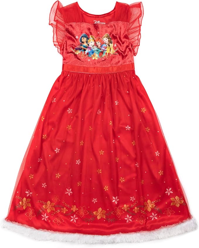 Disney Girls' Princess Dress Nightgown, Fantasy Gown, Soft & Cute Pajamas for Kids