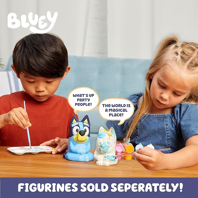 Bluey Paint Your Own Bingo Figurine, Paintable Ceramic Figure, Includes 6 Acrylic Paints, Paintbrush, Toys, Birthday Decorations, Party Favors, Kids Activities