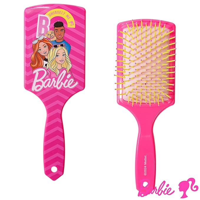LUV HER Barbie Kids Hair Brush & Spa Headband Set for Girls - Fun Grooming Kit for Detangling, Styling & Skincare - Soft & Stretchy One Size, Ages 3+