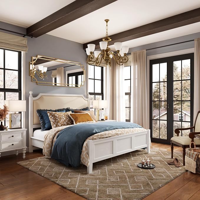 Kelly Miller 24"x58" Gold Foil Scalloped Edge Decorative Full Length Mirror | Hand-Applied Gold Foil Finish. HD Mirror With French Cleat. Elegant Beveled Wall Mirror Decor For Bathroom Bedroom Entryway.