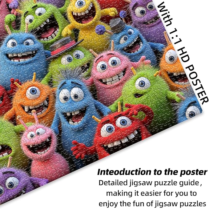 Sutinban Colorful Monster 1000 Piece Puzzle for Adults, Funny Prank Unique Halloween Jigsaw Puzzles for Kids & Adults & Teens, Coolest Adult Puzzle 1000 Pieces, Home Decor Great Gift for Family&Friend