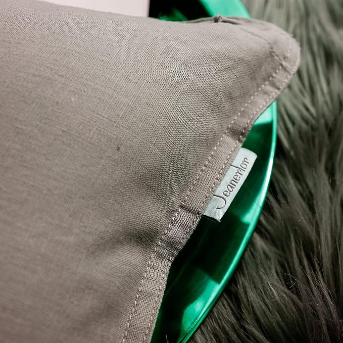 Jeanerlor 20"x20" Pillowcase Green Cousion Cover Decor Cotton Linen with Unique Design to Embellish Garden/Office/Chair/Bed/Couch,(50 x 50cm), Gray