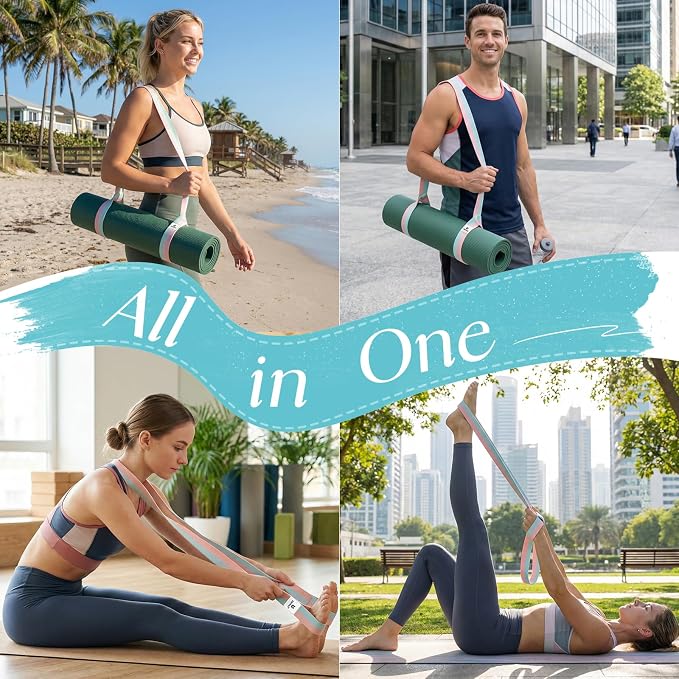 Tumaz Yoga Mat Strap [MAT NOT Included] (2 Sizes) with Extra Thick & Comfy Delicate Texture, Adjustable Yoga Mat Carrier