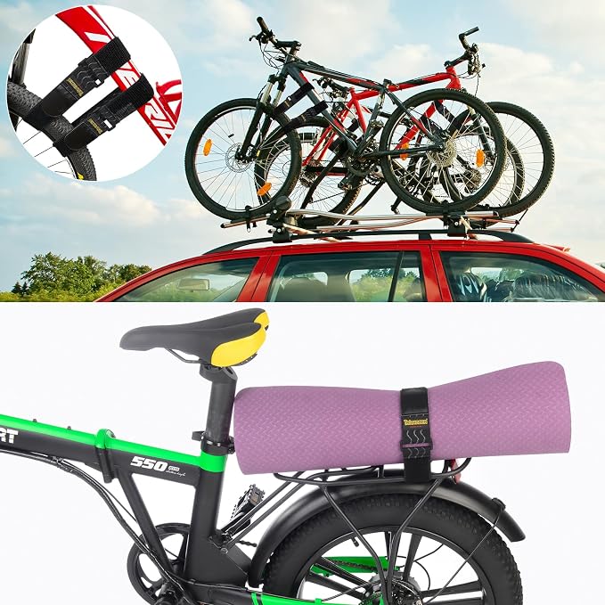 Trilancer Elastic Cinch Straps with Anti-Slip Strips, 2" x 18"(4 Pack) Hook and Loop Storage Straps with Buckle, Bundling Bands for Extension Cords, Cables, Ropes, Hoses, Bike, Boat, Pant Garters