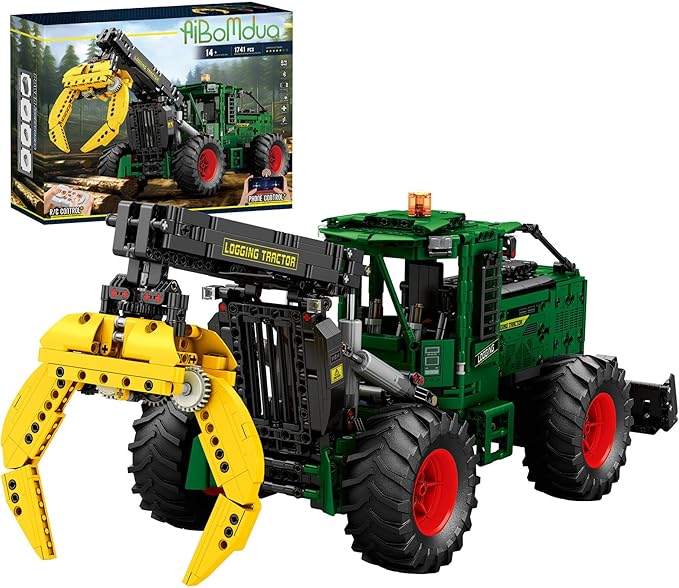 Technic Skidder Tractors Toys Blocks,2.4G RC Skidder Tractors MOC Building Set for Adults, Men,Collectible Home Decor