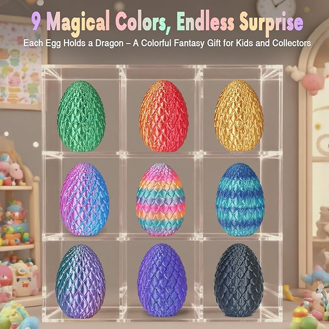 Large Dragon Eggs with Dragon Inside, 3D Printed Surprise Funny Gifts for Kids, Articulated Dragon Fidget Toys for Adults, Executive Desk Toys Office Room Décor (Christmas Green)