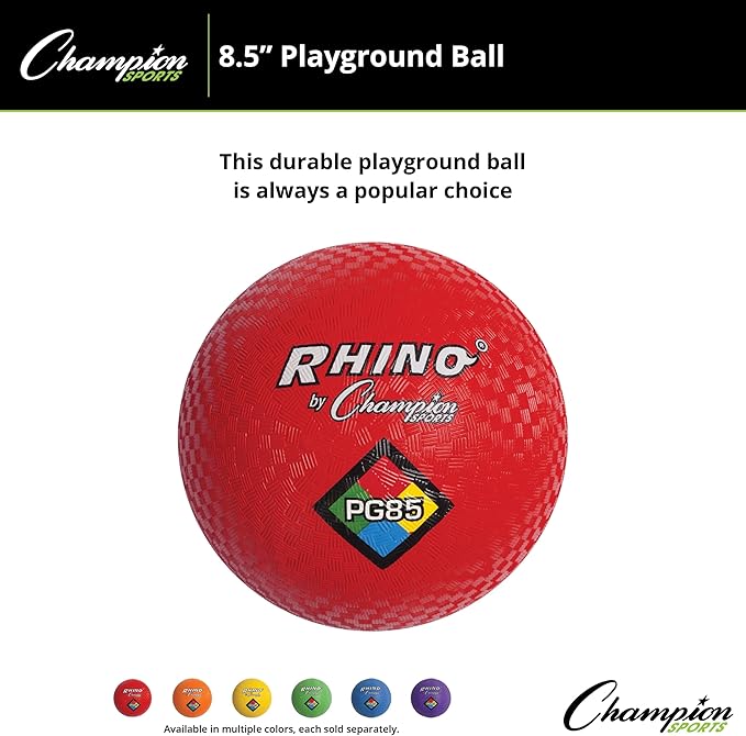 Champion Sports Playground Balls – Single Balls & Sets, Multiple Colors, Durable Nylon-Wound Construction for Kickball & Indoor/Outdoor Play