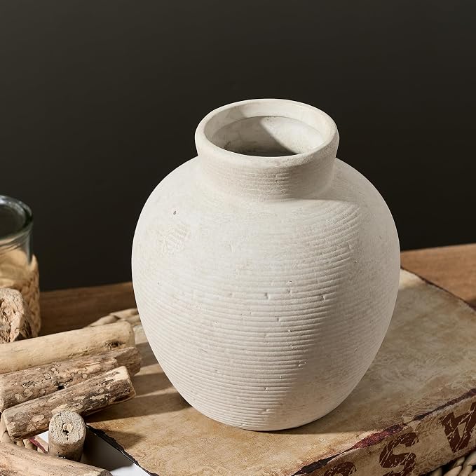 Vanselia Ceramic Flower Vase Home Decor - Small Farmhouse Table Vases Rustic Vintage Living Room Kitchen Bedroom Decorations for House Book Shelf Office Coffee Desk Dining Fireplace (6" Rustic)