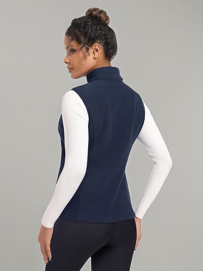MAGCOMSEN Women's Fleece Vest Outerwear Sleeveless Lightweight Zip Jackets Warm Soft Vests with Zipper Pockets
