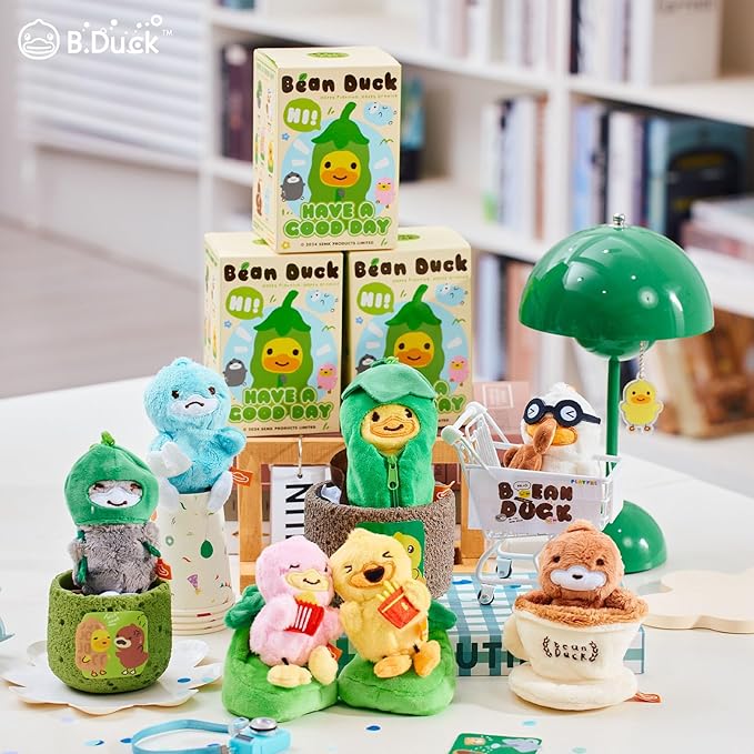 B.Duck Bean Duck Blind Box Plush Keychain Cute Duck Collectible Toys with Hidden Secret Edition, Cute Playful Animal Figures Pendant Keychain,Soft Plush Pendant Gift for Kids,Collectors