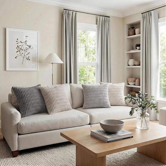 Fancy Homi 4 Packs Decorative Throw Pillow Covers for Living Room Couch Bed, Modern Farmhouse Boho Home Décor Accent Cushion Case, 22" x 22", Grey Series