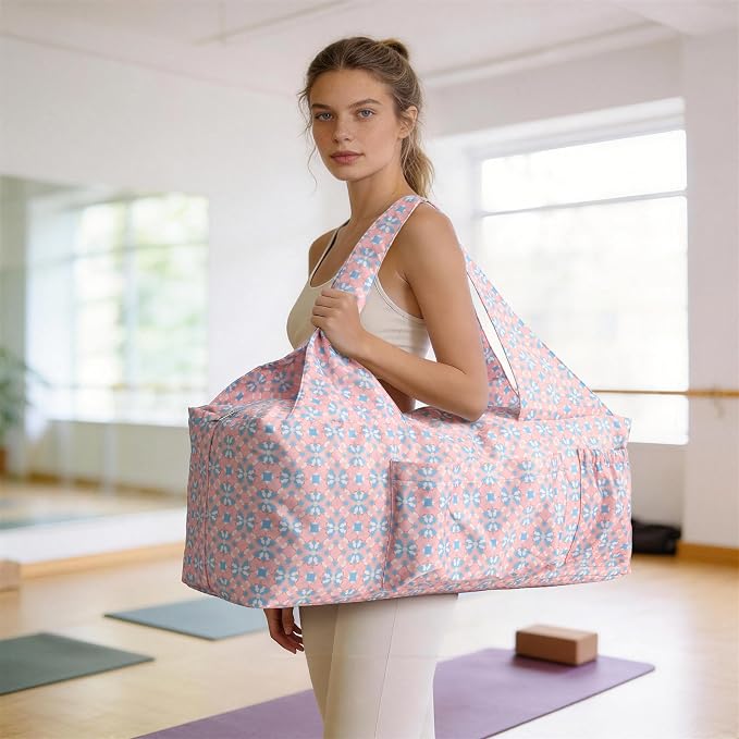 BOULDER BEE Yoga Mat Bag with Wet Pocket, Large Yoga Mat Carrier Fits All Your Stuff, Personalized Yoga Gifts, Gym Tote Bag for Women