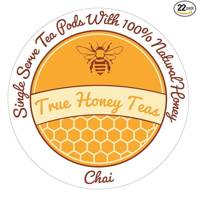 True Honey Chai Tea Pods - All Natural Organic Cinnamon, Clove, Coriander, Anise and Fennel - 22 Count