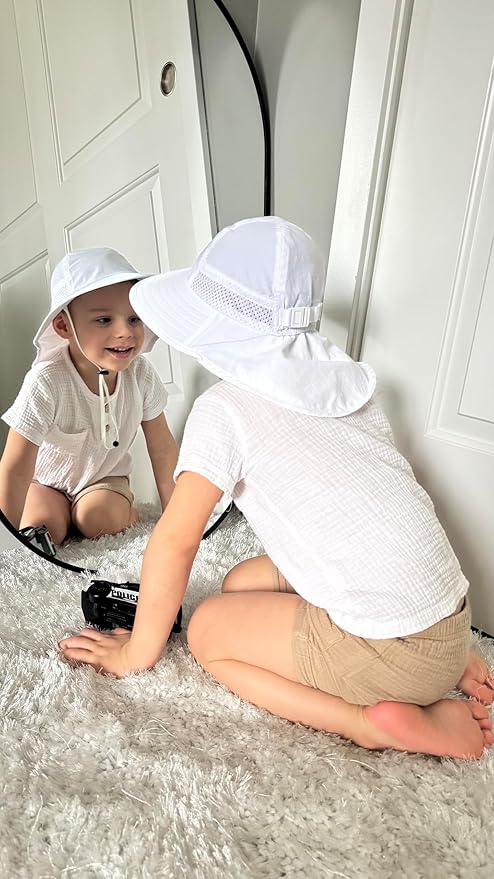 Toddler Baby Sun Hat Kids Summer Beach Essentials Adjustable Beach Hats with Bucket Wide Brim for Boys Girls Age 0-14 Years