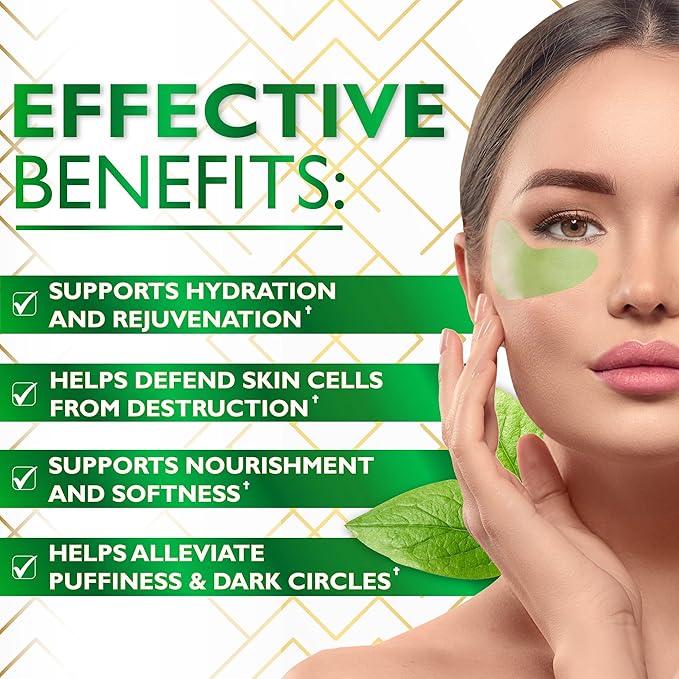 Under Eye Mask for Puffy Eyes, Dark Circles, Eye Bags, Puffiness, Wrinkles with Collagen - Hydrating - Green Tea Skincare - Anti-Aging Eye Patch Treatment Masks - 60 Under Eye Gel Pads