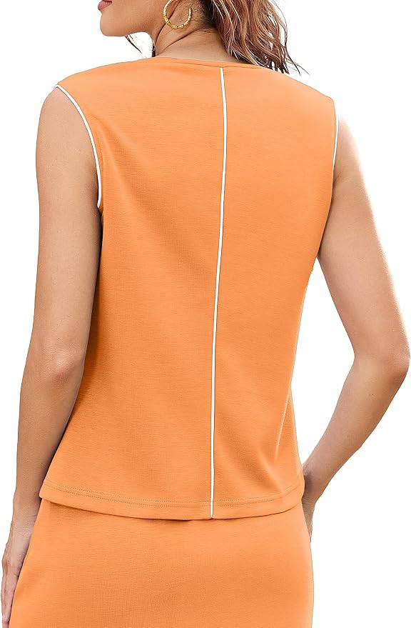 Womens 2 Piece Skirt Sets Summer Sleeveless Travel Outfit | Color Block Tennis Skort Sets, Built-In Shorts with Pockets, Aiportl Vacation Athletic Matching Sets
