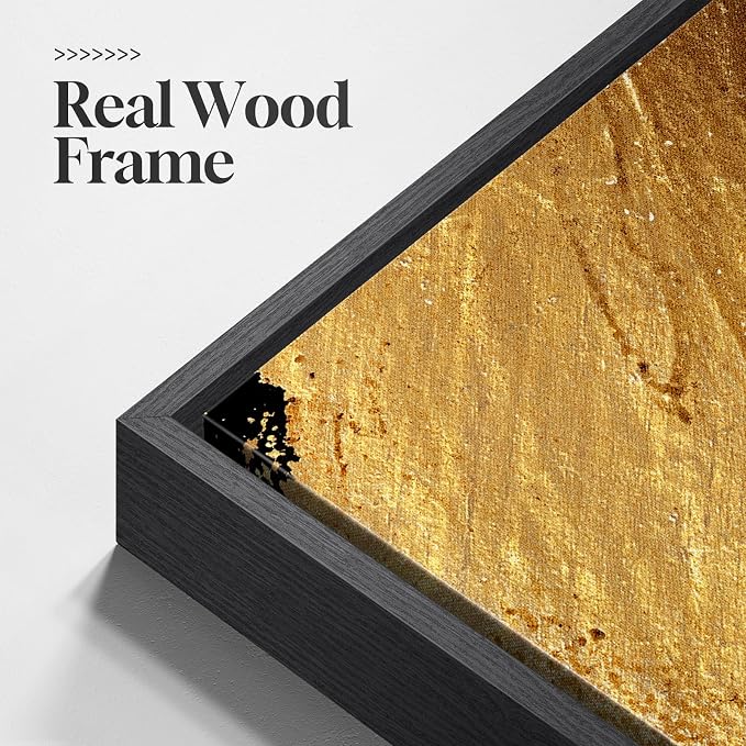 Framed Vertical Black and Gold Abstract Wall Art Set of 2, Modern Long Narrow Canvas Prints Paintings Artwork for Walls, Minimalist Luxury Pictures for Living Room Bedroom Entryway Hallway Wall Decor