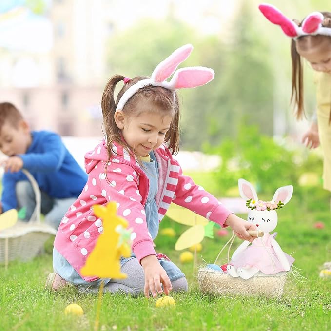 Ballerina Doll Easter Stuffed Animal Bunny Plush Animal Doll, Plush Rabbit Toy Bunnys Stuffed Animals for Girls Easter Animals on Party Birthday Christmas