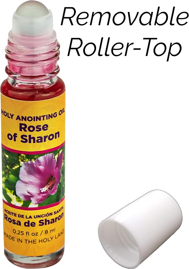 Rose of Sharon Holy Land Anointing Oil from Israel, 1/4 oz Roller Bottle from Jerusalem, Locally Sourced Essences, Gift for Pastors, Priests, Rabbi, & Clergy, Aceite Ungido de Rosa de Sharon