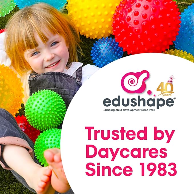 Edushape Sensory Ball for Baby - 7” Transparent Trendy Color Baby Ball that Helps Enhance Gross Motor Skills for Kids Aged 6 Months & Up - Pack of 1 Vibrant Colorful and Unique Textured Ball for Baby