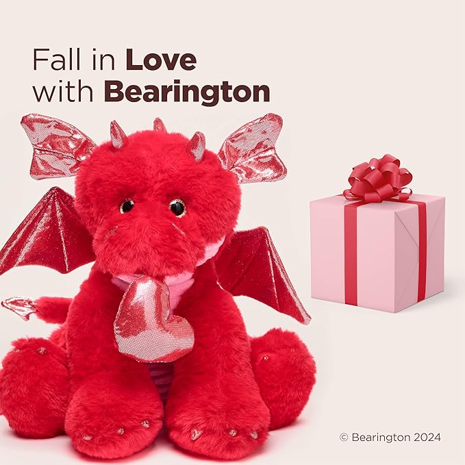 Bearington Lazarus The Love Dragon Stuffed Animal Valentine's Day Plush, Ideal for Valentine's Gift for Kids, Boyfriend or Girlfriend, Stuffy, 11 Inch