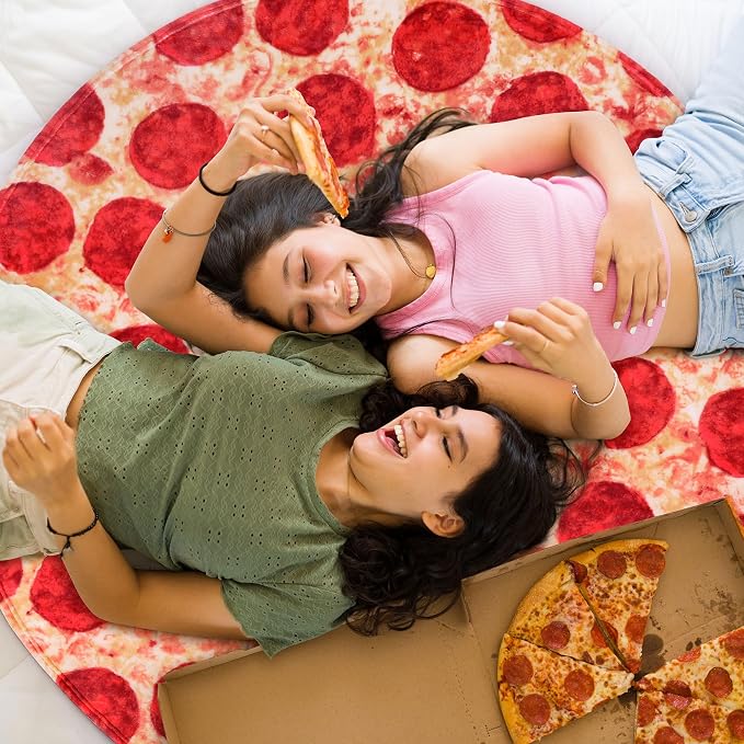 SeaRoomy 71 in Pizza Blanket, Novelty Funny Food Throw Blanket | White Elephant Gifts, Gag Gifts For Teen Boys & Girls, Novelty Christmas Birthday Presents, Double Sided, Soft Flannel