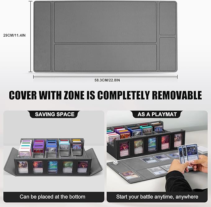 Kabinka Trading Card Storage Box with Commander Display, 5-Row Deck Case with Removable Lid; 3900+ Card Organizer for MTG TCG PTCG Sports Card, Top Loaders Storage Box (Black)