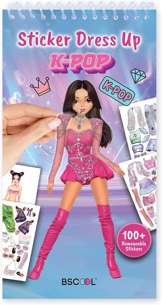 Sticker Dress up K-Pop - Sticker Activity Book for Kids. Learn Girls Fashion Design with Stickers and Guides for Kids 5 and up. Little Designer Creativity Book. K-Pop Singer Performance