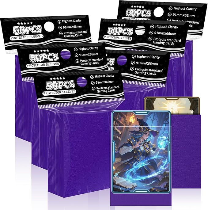 Trading Card Sleeves Perfect Fit TCG Matte Sleeves, Soft Sports Card Protector for Photocard Easy to Shuffle and Stack While Playing Card Game, Standard TCG Card Sleeves Purple