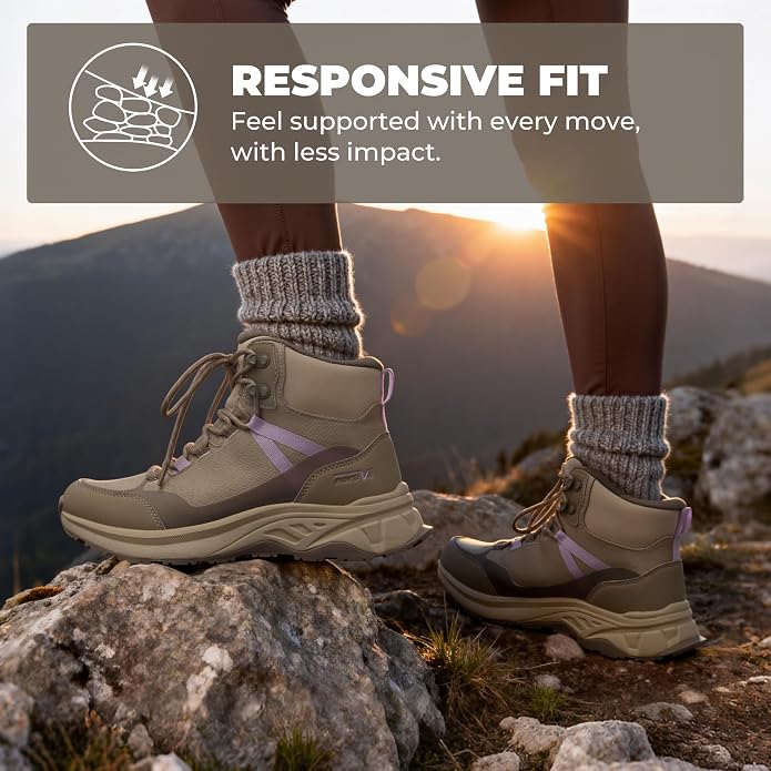 NORTIV 8 Women's Hiking Boots Waterproof Lightweight Outdoor Trekking Comfortable Non-Slip Backpacking Camping Ankle Boot Hollow