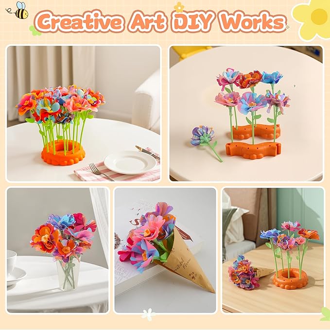 SZBZ Fabric Flower Bouquets Toys, DIY Craft Kits Toys for Kids - Flowers Market Toy, Build Your Flower Bouquet, Arts & Crafts for 4+ Year Toddler Girl, Educational Activity Preschool Birthday Gifts