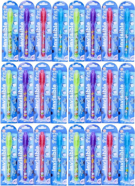 Invisible Ink Pen 24Pcs Spy Pen with UV Light Magic Marker Kid Pens for Secret Message and Birthday Party,Writing Secret Message for Easter Day Halloween Christmas Party Bag Gift