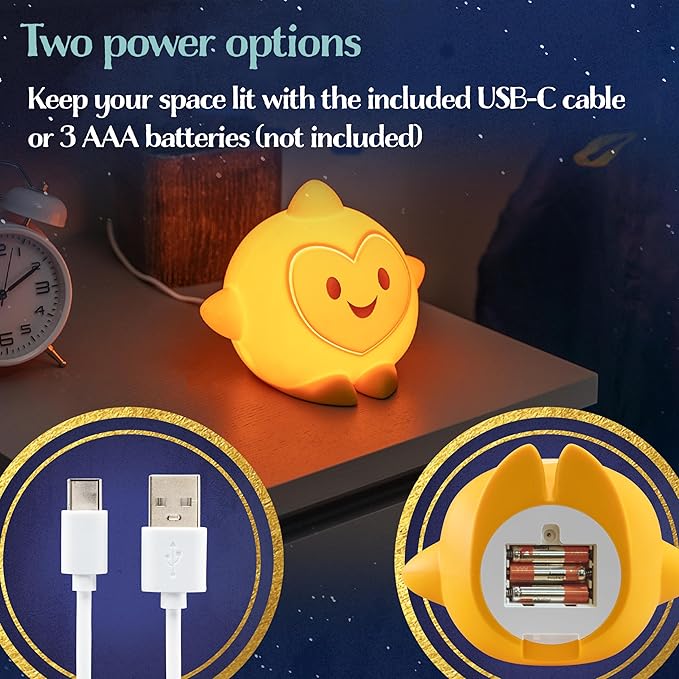 Disney Wish Squishy Light, Night Light for Kids, USB Lamp, Battery Operated, Dimmable, Star Light Ideal for Bedroom, Playroom, Living Room, 79616