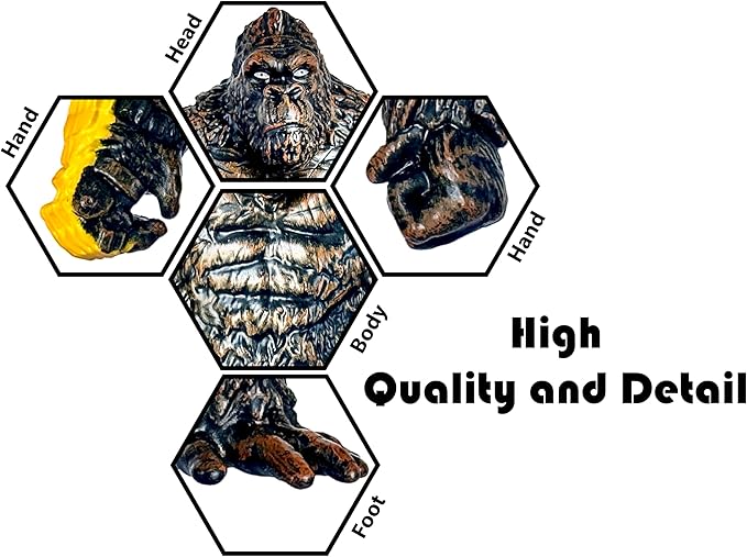 TwCare King Kong: The New Empire, Dinosaur Dragon Attack Action Figure 7” Fight Mode Gorilla Ape Solid Wild Movie Series, Travel Bag
