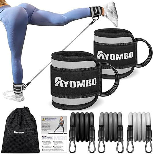 Ayombo Ankle Resistance Bands with Cuffs, Home Gym Workout Equipment, Lifting Glute Butt Exercise Equipment for Women, Ankle Weights Fitness Set, Leg Booty Equipment for Training Perfect Body Shape