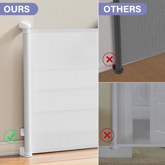 Retractable Baby Gates Extra Wide, PRObebi Retractable Dog Gate for the House Extends to 72" Wide 34" Tall, Gates for Baby Indoor, Stair Gate for Outdoor, Staris, Hallways, Doorways, Deck, Porch